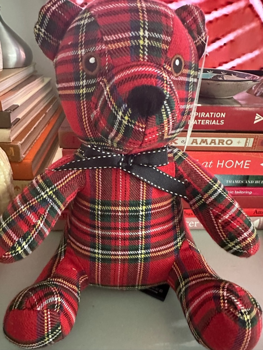 Plaid Red Laska Scandinavian Bear with Ribbon